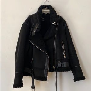 Faux suede Zara biker jacket